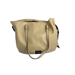 Victorias Secret Cinch Top Bare Tote Purse Shoulder Bag Handbag Beige Open  READ